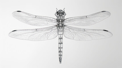  a drawing of a dragonfly sitting on top of a piece of paper next to a pencil drawing of another dragonfly.