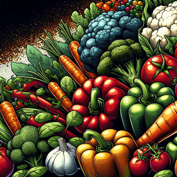 Beautiful forest of vegetables. Illustration in a comic style.