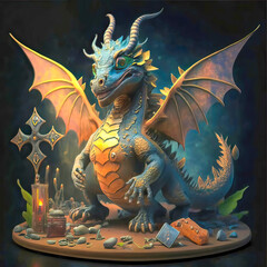 Fototapeta premium Young dragon. Symbol of the year. Eastern calendar