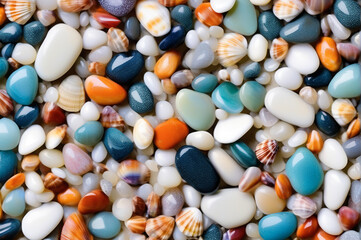 Fototapeta na wymiar colored stones shells abstract pattern background