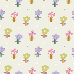 Сute pattern with flowers. Creative floral background. Great for fabric, textile.Vector Illustration