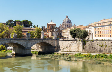 Beautiful Cityscapes of The Tiber (Fiume Tevere) in Rome, Lazio Province, Italy.