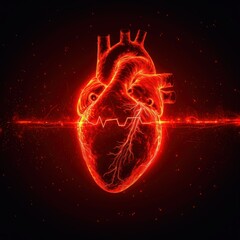 Immerse yourself in cardiology through a dynamic banner with a heart on a dark surface