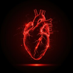Immerse yourself in cardiology through a dynamic banner with a heart on a dark surface