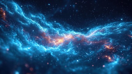  a close up of a blue and red space filled with stars and a cluster of stars in the center of the image.