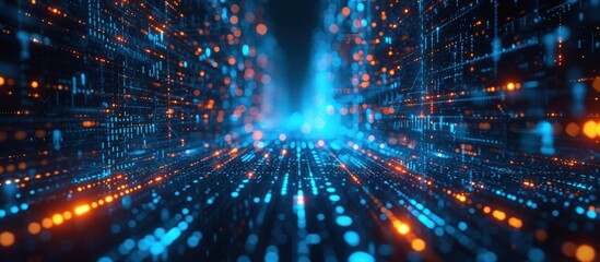 Fototapeta premium Futuristic big data transfer and cyberspace technology background. 3d illustration. AI generated