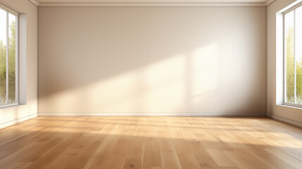 Empty spacious room with light wood floor background image