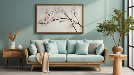 Cozy mint livingroom background image