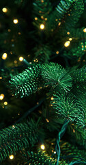 texture made by christmass tree branches or dark green garlands