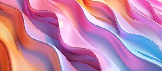 Obraz premium Rendering three dimensional of dynamic wavy soft colorful background. AI generated image