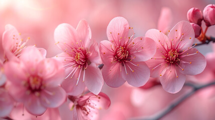 Close-Up Pastel Cherry Blossoms Whispering Spring's Arrival in Soft Pink