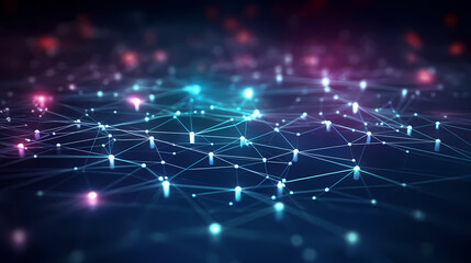 Naklejka premium Future digital technology, abstract digital waves and particles on dark background