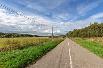 Fototapeta na wymiar asphalt road panorama in countryside on sunny summer day
