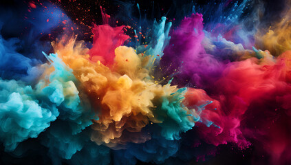 Splash of color pain, explosion powder colored,    Dust colors rainbow background, background...