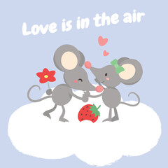 Cute mice in love vector illustration