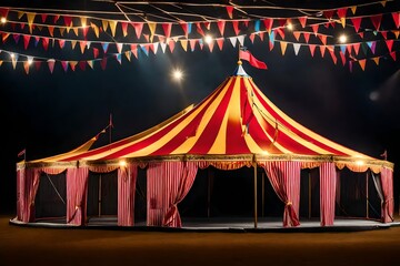 A Vivid Journey into the Enchanting Circus World with an Isolated Tent on a Transparent Background, Each Detail and Color Brought to Life in High Definition by the Lens of an HD Camera—Where Every Vib