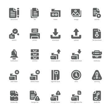Document File icon pack for your website, mobile, presentation, and logo design. Document File icon glyph design. Vector graphics illustration and editable stroke.