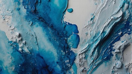 Fragment of multicolored texture painting. Abstract watercolor paint, Abstract painting mixes azure blue and silver colors and textures for backgrounds