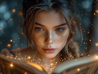 Woman Reading a Book in the Snow. A woman sitting in the snow, reading a book.