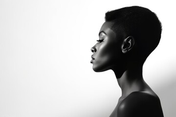 Silhouette Of Attractive Young African American Lady With Short Hair