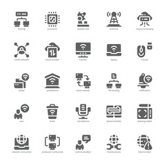 Computer Network icon pack for your website, mobile, presentation, and logo design. Computer Network icon glyph design. Vector graphics illustration and editable stroke.