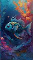 fish in aquarium, Generative AI	