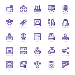 Computer Network icon pack for your website, mobile, presentation, and logo design. Computer Network icon basic line gradient design. Vector graphics illustration and editable stroke.