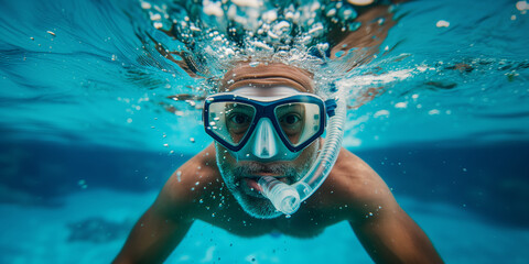 Naklejka premium person snorkeling in the sea
