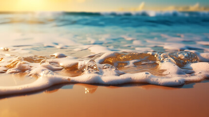 Obraz premium Aerial view of beautiful beach, simple, calm composition in clear blue