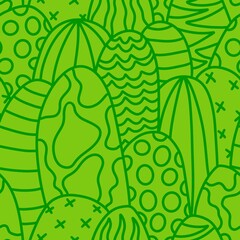 Easter doodle eggs seamless abstract cactus pattern for fabrics and wrapping paper and festive packaging
