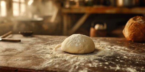 Fototapeta na wymiar Bread dough on table with natural light