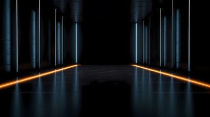 Obraz premium Empty room with neon lights