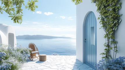 Poster Gate to the sea view - Beach living - Santorini island. © Aliza