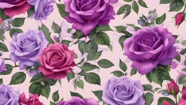 pattern texture background image of purple roses on a white background for wallpaper, surfaces, decor and design