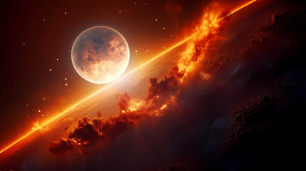 Obraz premium Space galaxy background, 3D illustration of nebulae in the universe