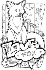 Wild forest animals colouring book vector pages collection for adults and children for relaxation and antistress. Hand drawn line illustration. Cartoon style character drawing.