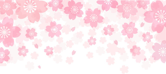 パステルピンクの桜吹雪が舞うサクラの花のベクター背景画像	
