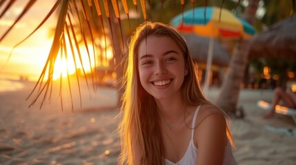 Girl on the beach in summer