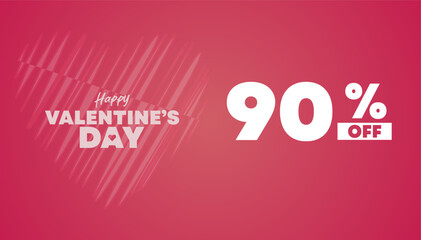 90% OFF Valentine,Soft pink color background banner or card, Valentine's Day. Valentine's day offers concept for discount promo art