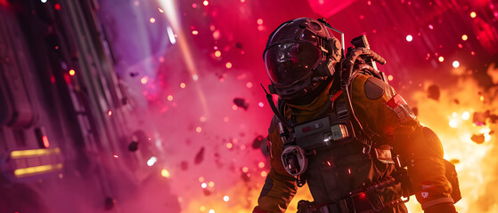 Space Astronaut Near Explosion
