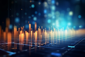 Digital technological economic trends with financial investment trading are viewed through abstract modern technology theme of futuristic hologram AI Generation