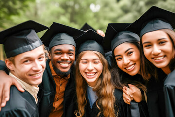 Closeup portrait a group of university students at their graduation