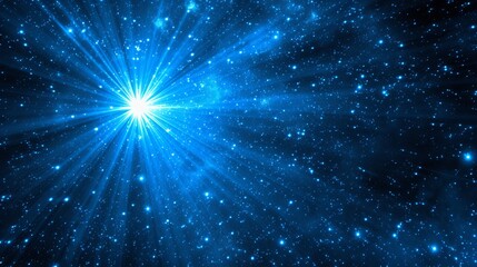 Bright epiphany star shining in night sky with adoration of baby jesus, copy space