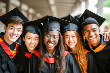 Closeup portrait a group of university students at their graduation