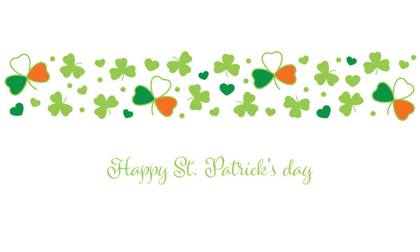 St. Patrick's Day green clover vector background. Irish holiday celebration