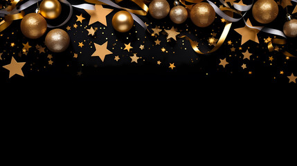 Obraz na płótnie Canvas Flat lay composition for festive background with festive decorations and stars