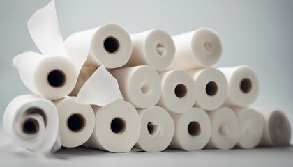 toilet paper in rolls, isolated white background

