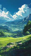 Anime Cartoon Landscape Smartphone Background Wallpaper Art