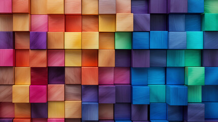 Rainbow colors wooden blocks