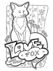 Wild forest animals colouring book pages collection for adults and children for relaxation and antistress. Hand drawn line illustration. Cartoon style character drawing.